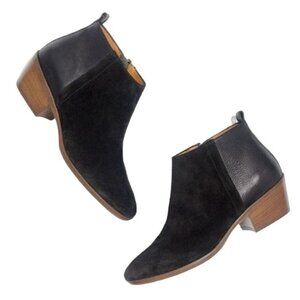 MADEWELL The Charley Suede Leather Ankle Bootie 8 Block Heel Black Mixed Media